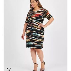 Contemporary Vibrant Multicolor Abstract Midi Dress